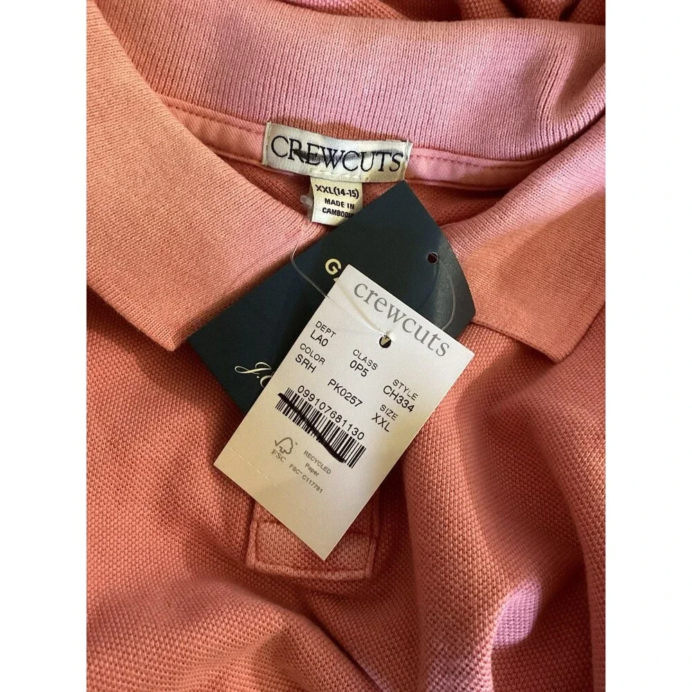 Crewcuts Kids Washed Pique Polo Shirt Boys Light Pink XXL